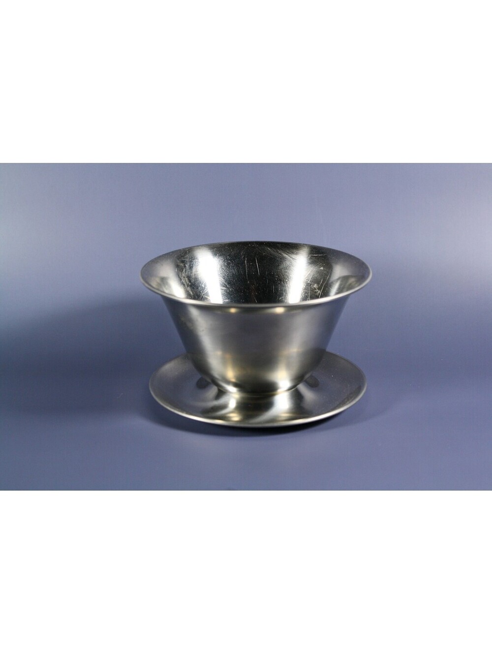 Vintage Danish Stainless Steel 18/8 Bowl & Saucer Set